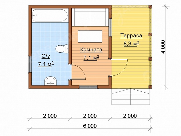 Дом из бруса 6х4 «Тундра 58»