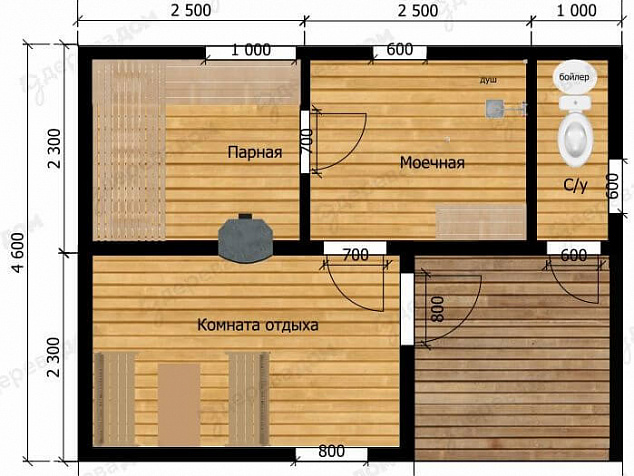 Модульная баня 6х4,6 «Барн 10»