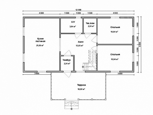 Каркасный дом 12х9 «Тайга 150»