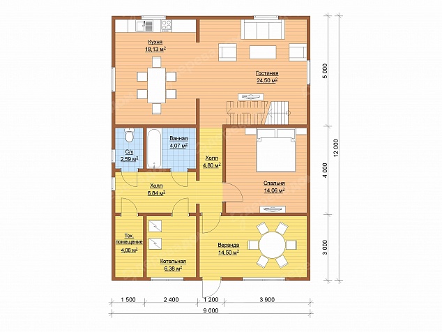 Каркасный дом 12х9 «Сибирь 95»