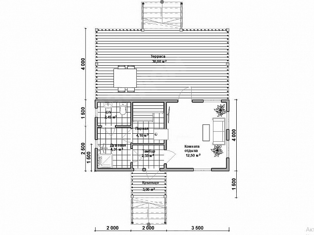 Каркасная баня 7,5х8 «Баня 42»