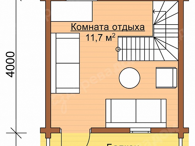 Баня из бруса 5.5х6 «Баня 29»