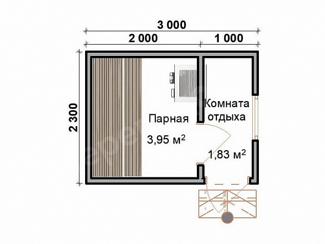 Мобильная баня 3х2,3 «МБ-8»