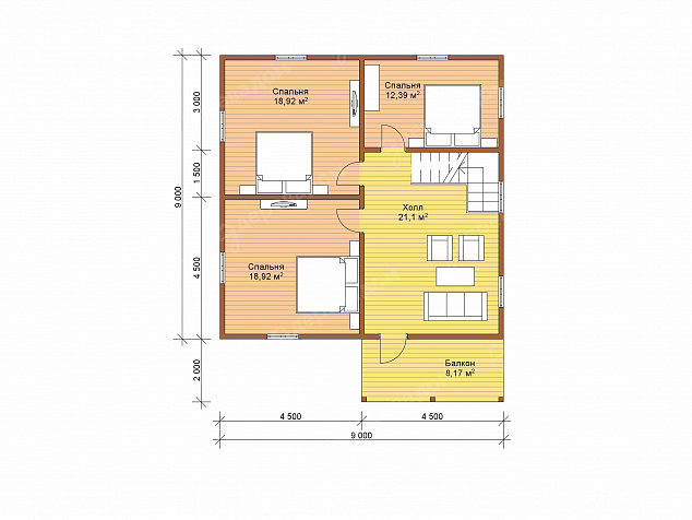 Каркасный дом 11х9 «Буран 45»